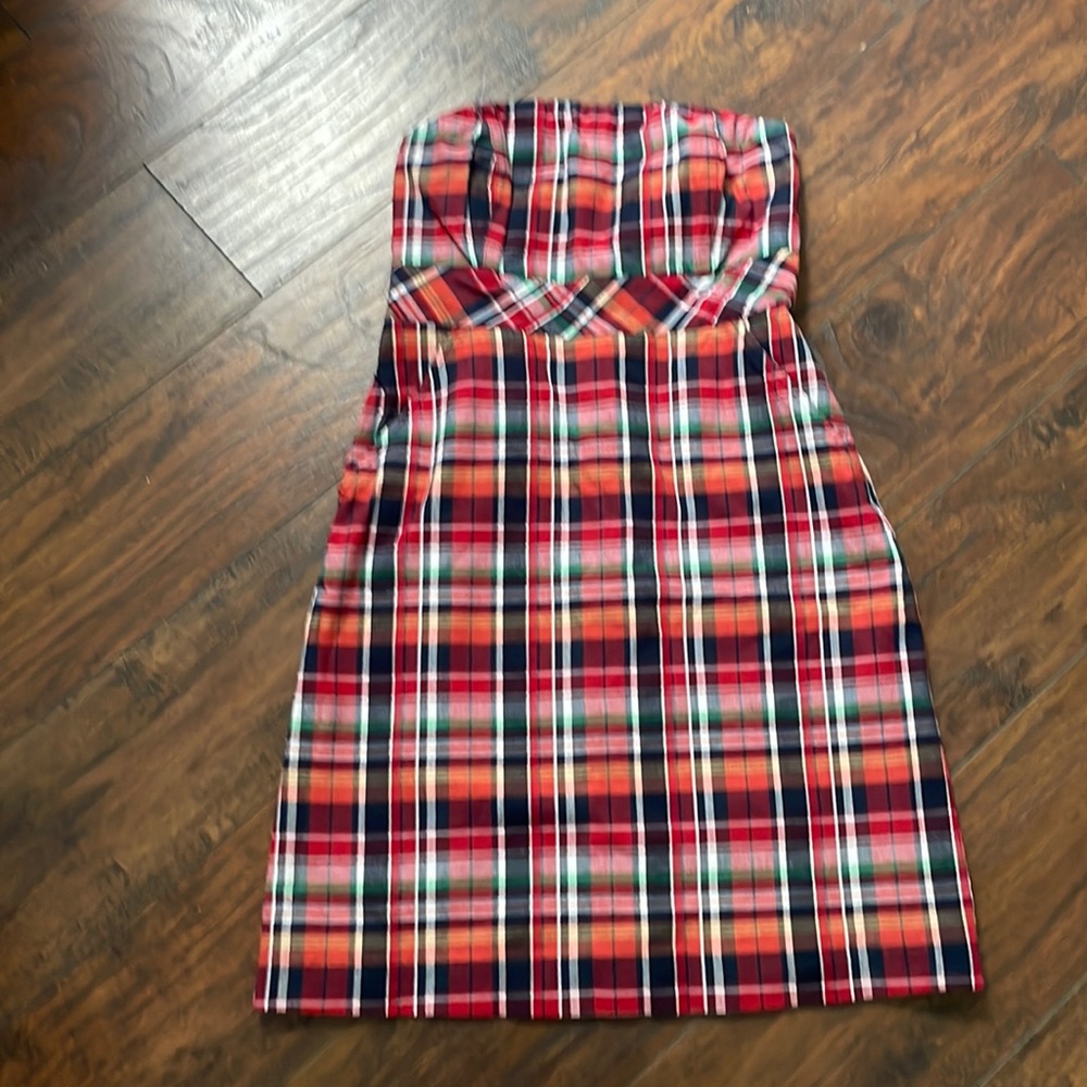 Vineyard Vines Plaid Strapless Dress